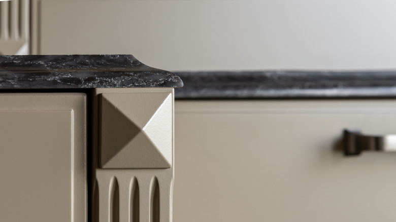 black stone countertop with flat ogee edge