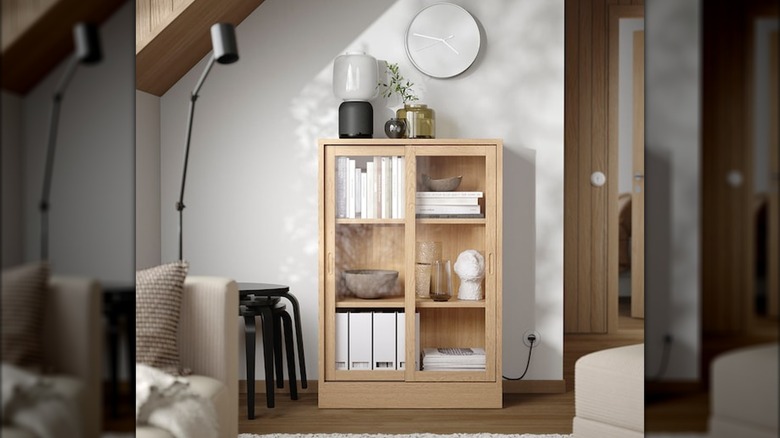 oak sliding door cabinet