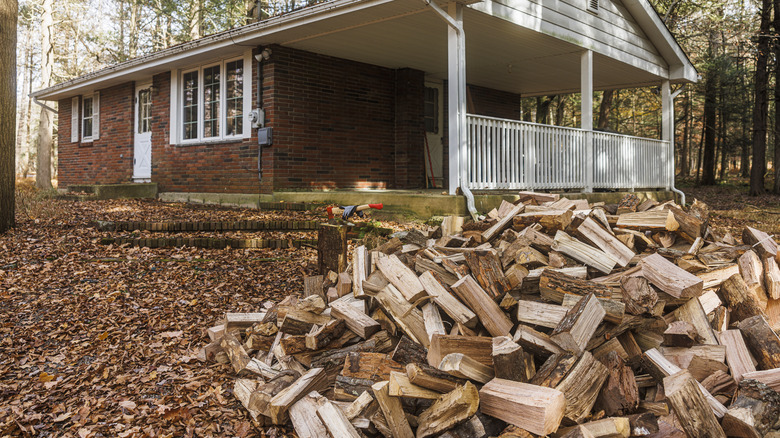 wood pile in yard