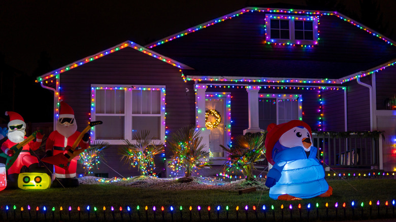 A house with Christmas decorations