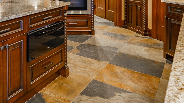 Slate floors in kitchen