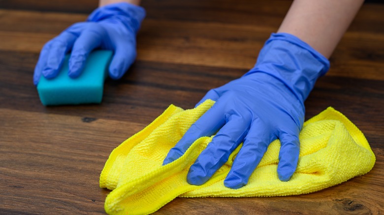 Hand cleaning wood floors