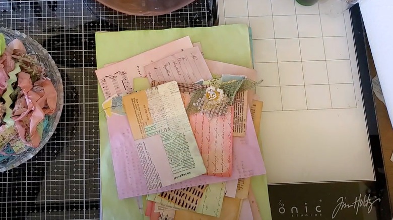 Scraps of papers dyed to be pastel colors