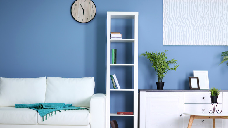 skinny bookcase in living room