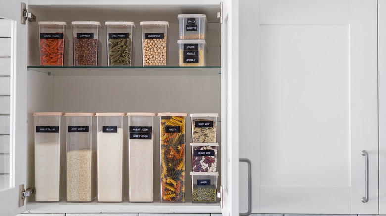 clear pantry containers with labels