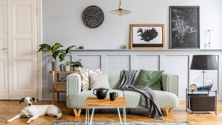 wood paneling in living room