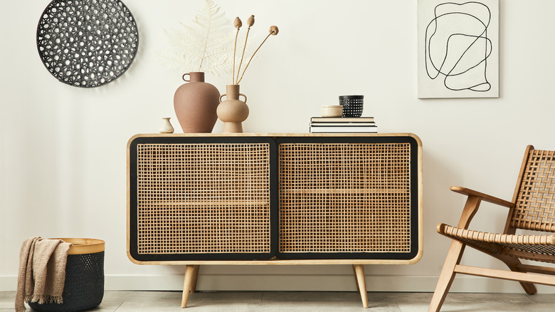 rattan console table