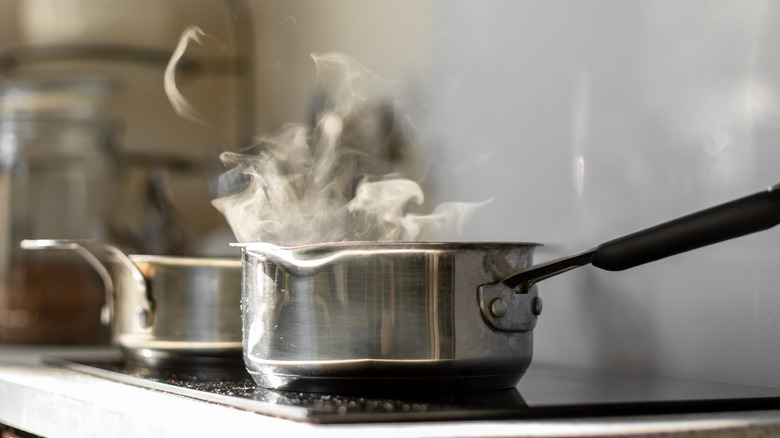 boiling water on an electric stove