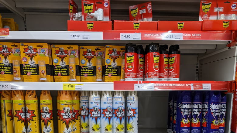 Shelves of insecticide in store