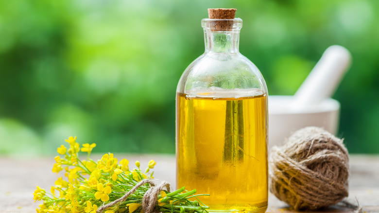 Canola oil with flowers