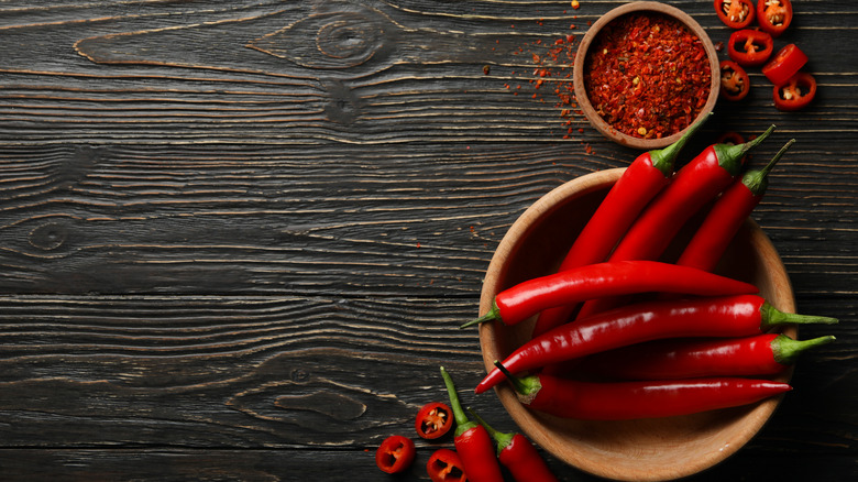 hot peppers on table 