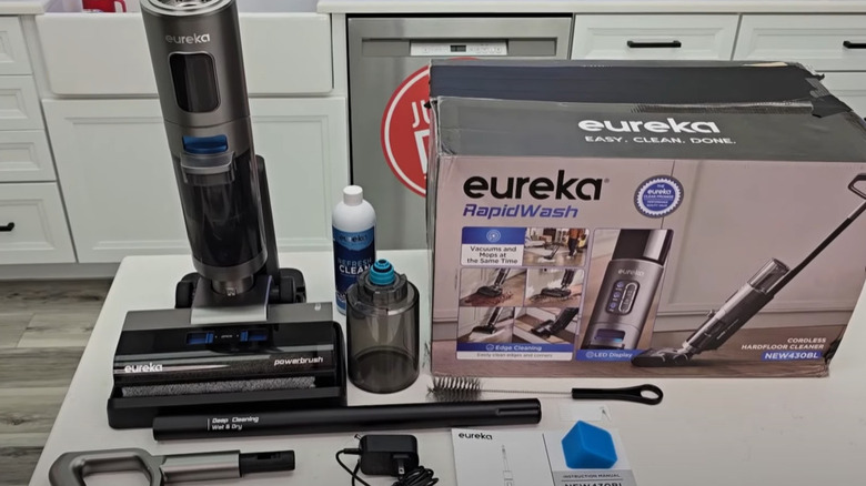 Eureka RapidWash parts and box on display