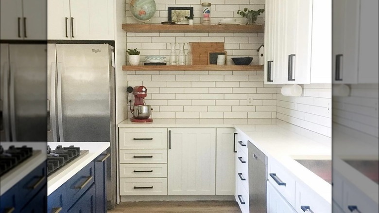 Kitchen with fridge inside DIY surround