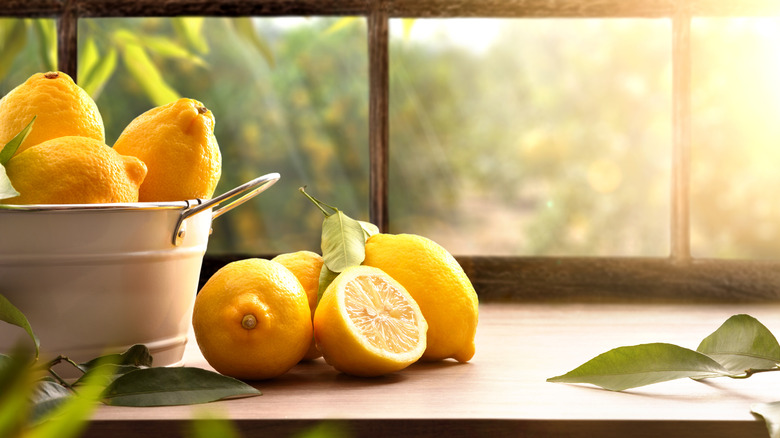 lemons on kitchen counter