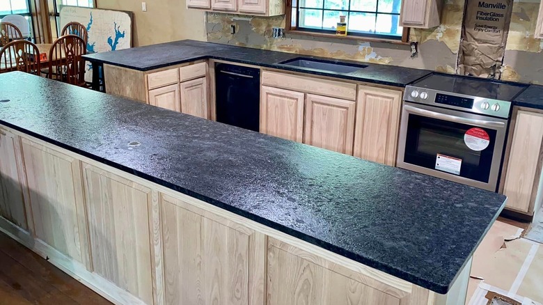 caressed polished leather granite countertop