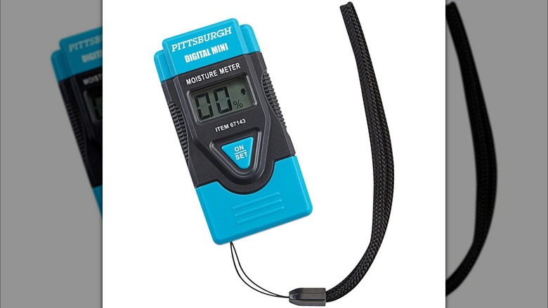 A Pittsburgh digital mini moisture meter is shown in detail