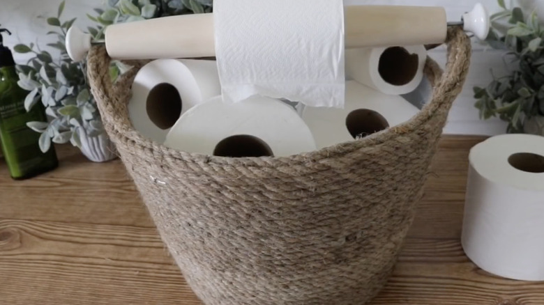 Toilet paper storage basket