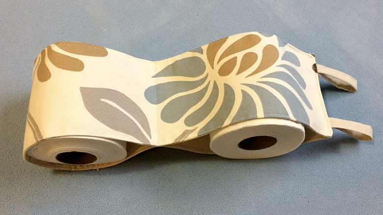 Scrap fabric toilet paper holder