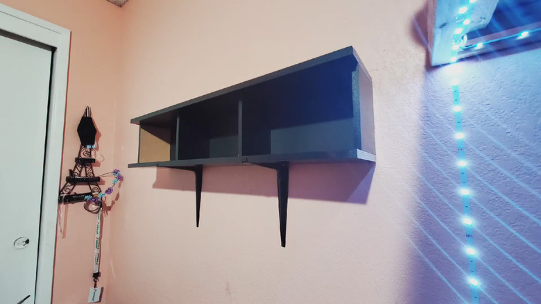 Wall shelf and brackets made from old CD rack