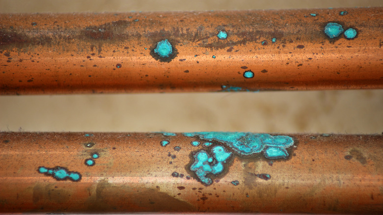 Oxidized copper pipe 