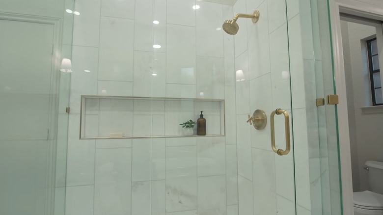 glass shower and modern bathroom