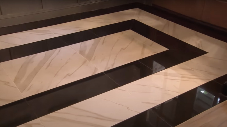 black and white marble floor