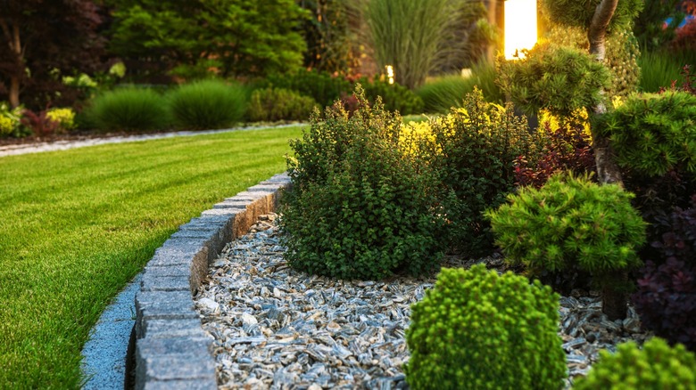 Natural paver stones used as landscape edging.