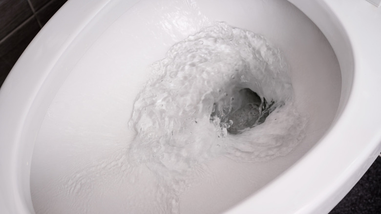 water going down toilet bowl