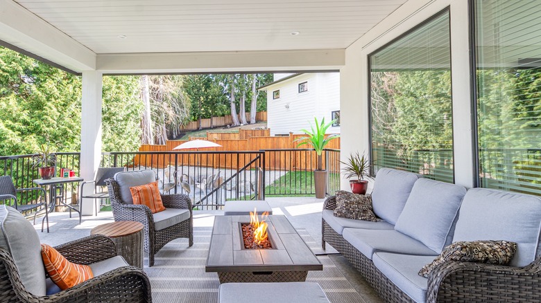 luxurious patio with large windows