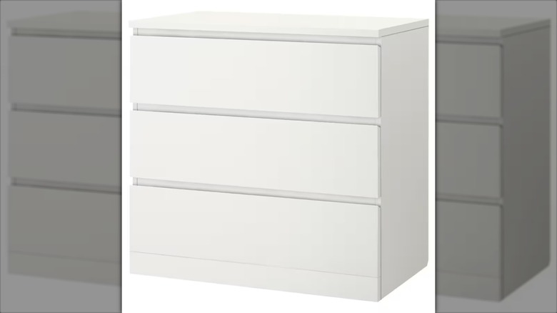 white chest three drawers