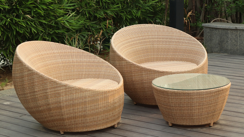 Cane furniture on patio