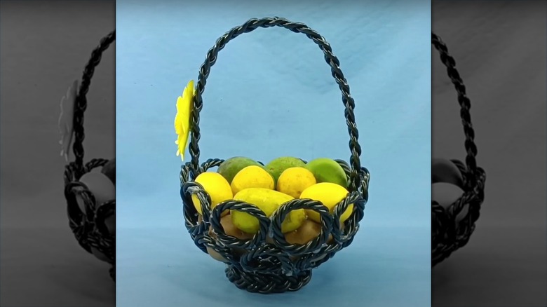 basket woven from old chargers