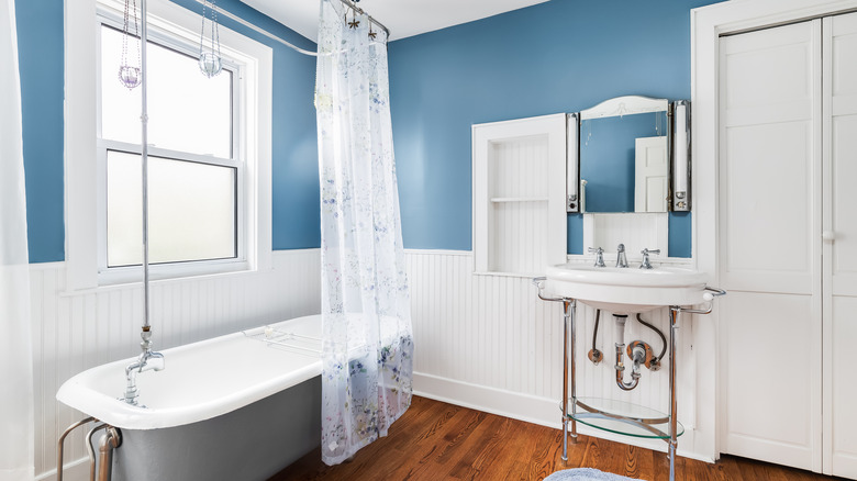 Bright and airy blue bathroom