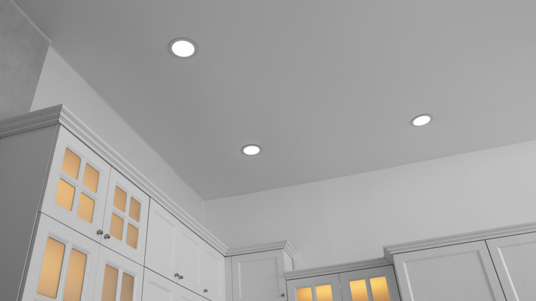 Recessed kitchen lighting on ceiling