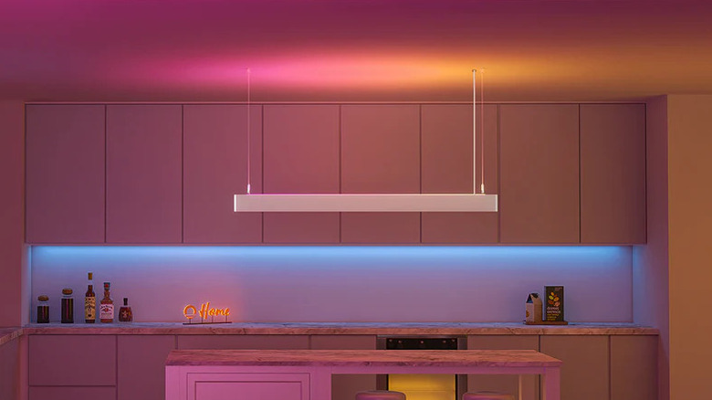 Smart LED pendant over a kitchen island