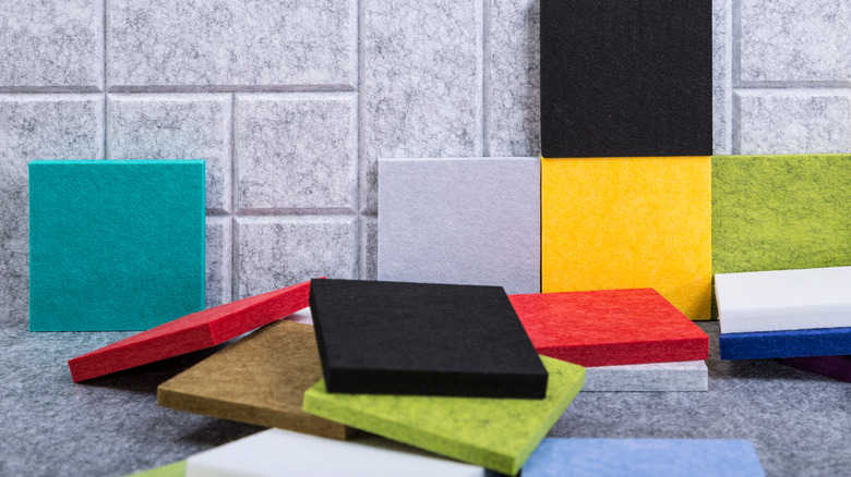 Colorful acoustic panel samples