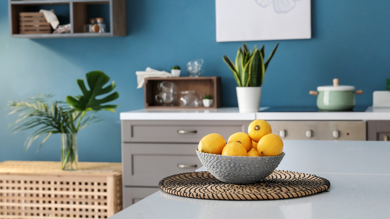 Bowl of lemons on kitchen counter