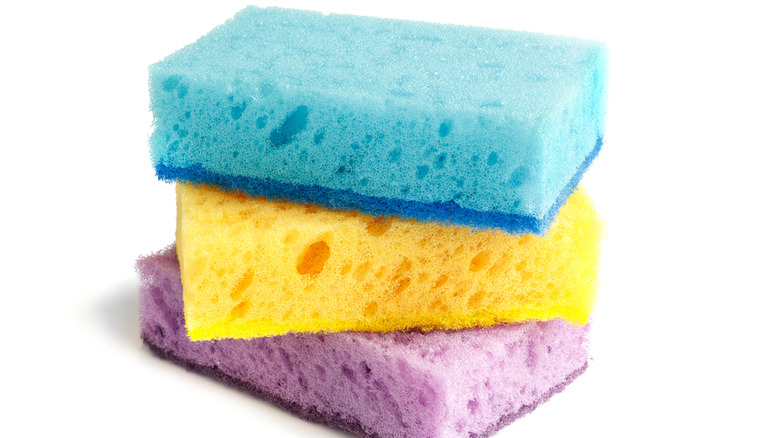 Stack of three kitchen sponges