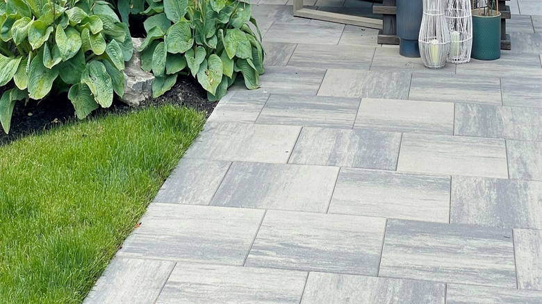 concrete patio with contemporary pergola