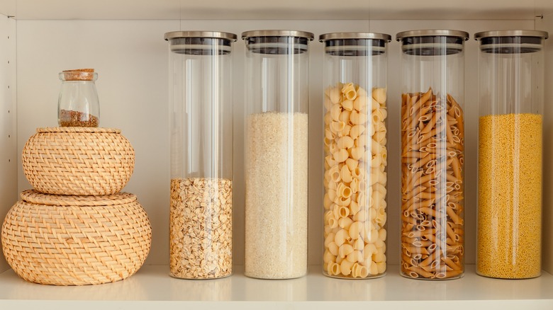 pantry jars and baskets