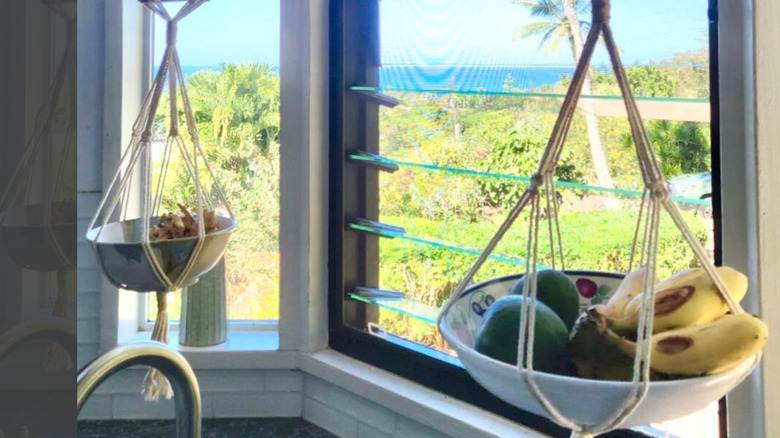 fruit in macrame hanger