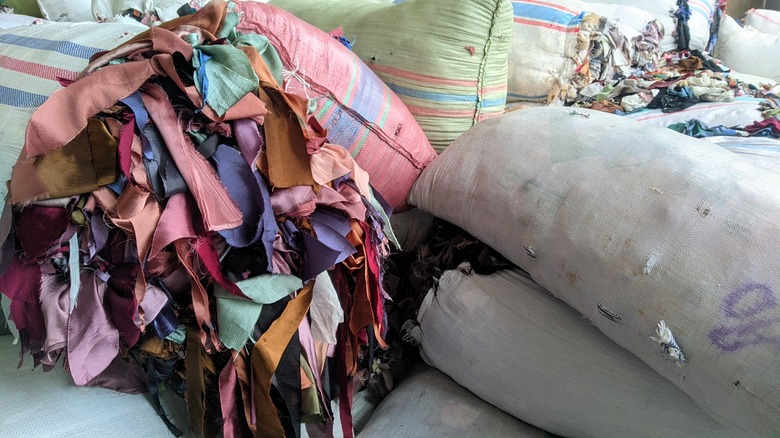 pile of colorful scrap fabric