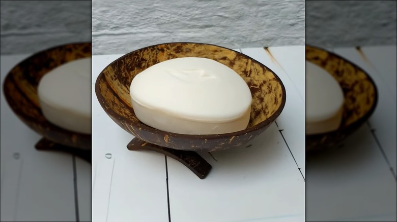 Soap bar in a handcrafted bowl