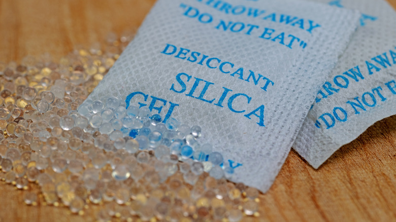 Open silica gel packet