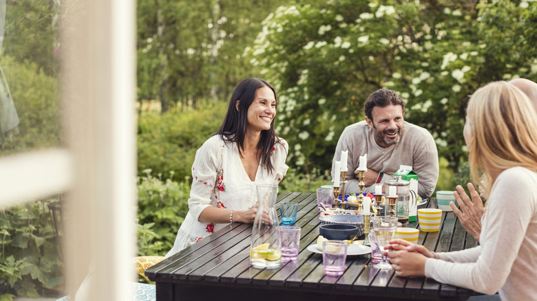 people at patio table