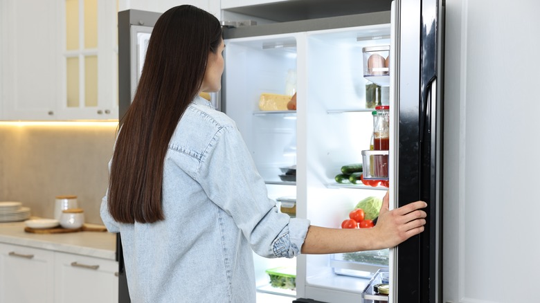 woman and refrigerator