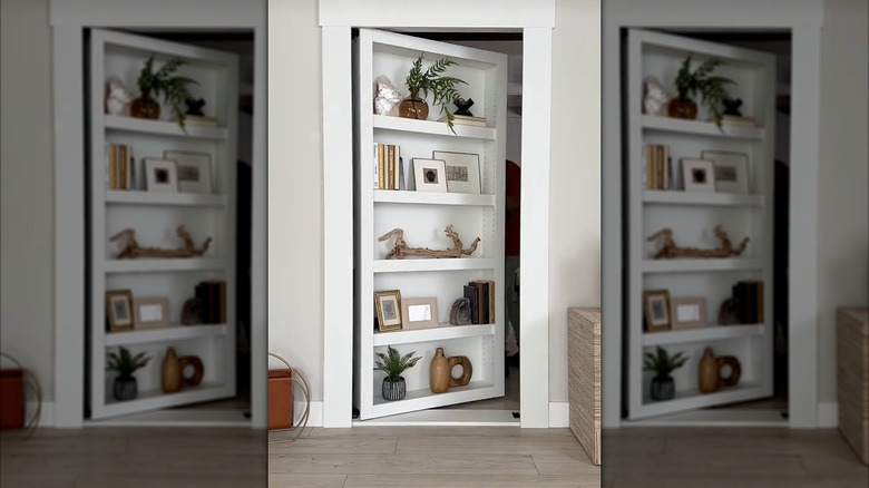 Custom bookcase door that opens to a concealed room