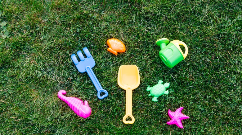 kids toys on grass