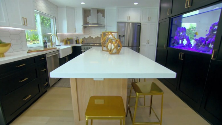 light wood tone kitchen island 