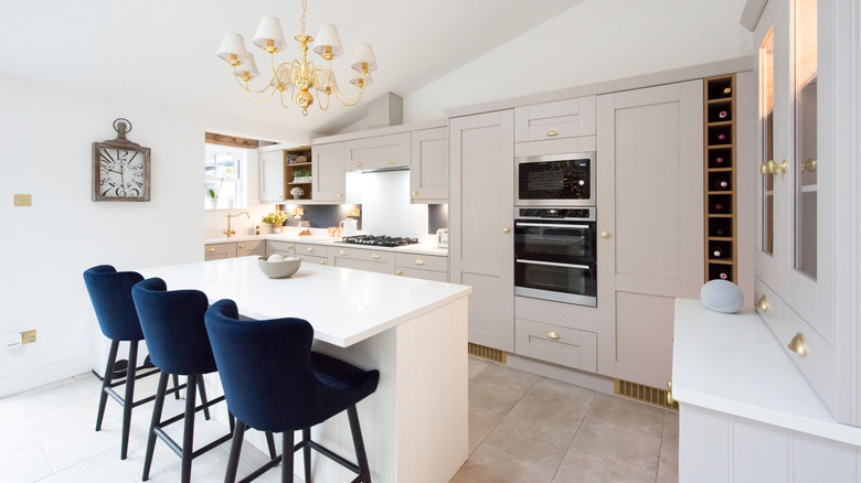 Kitchen with gold accents